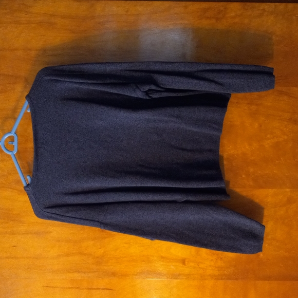 Eileen Fisher 100% Cotton Marled Black & Purple Dolman Sleeve Sweater *MED* - Picture 4 of 8